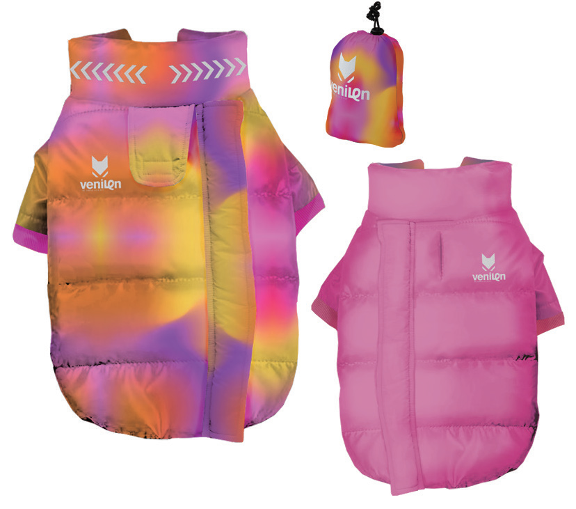 Double-Sided Reflective Dog Jacket with Storage Bag