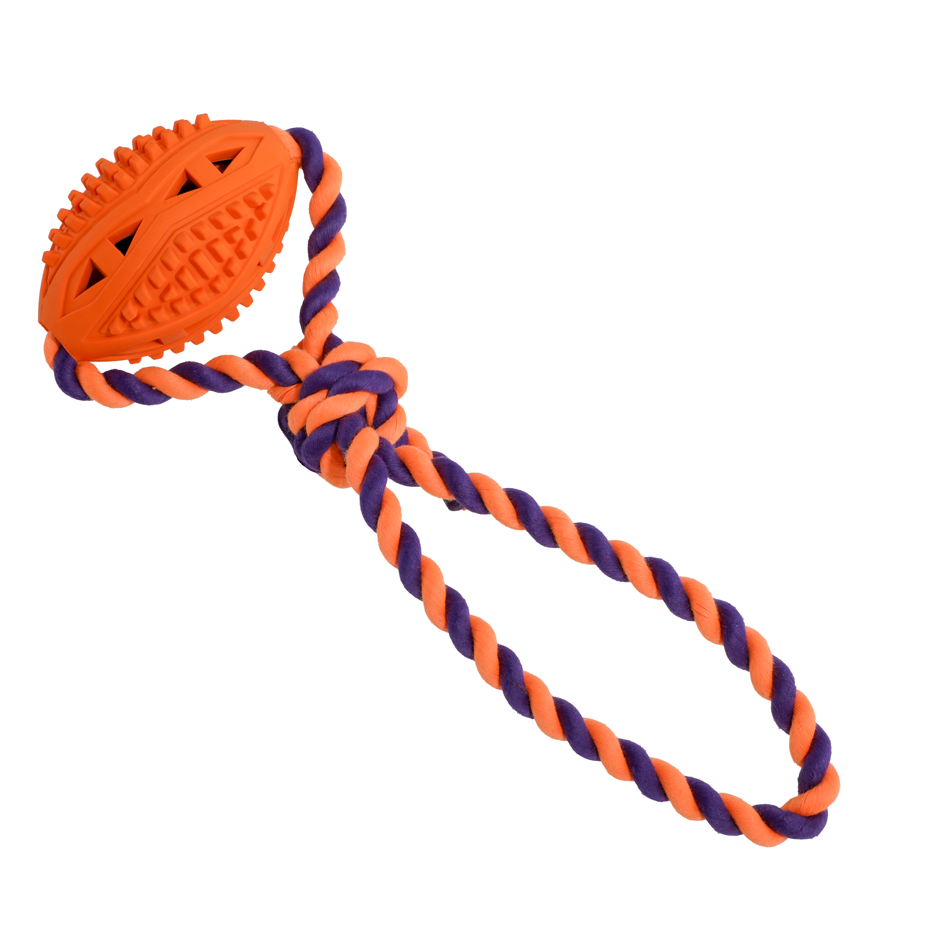 Toy for Dogs из каучука  Rugby Ball большой  for Teeth Cleaning with Cotton Rope