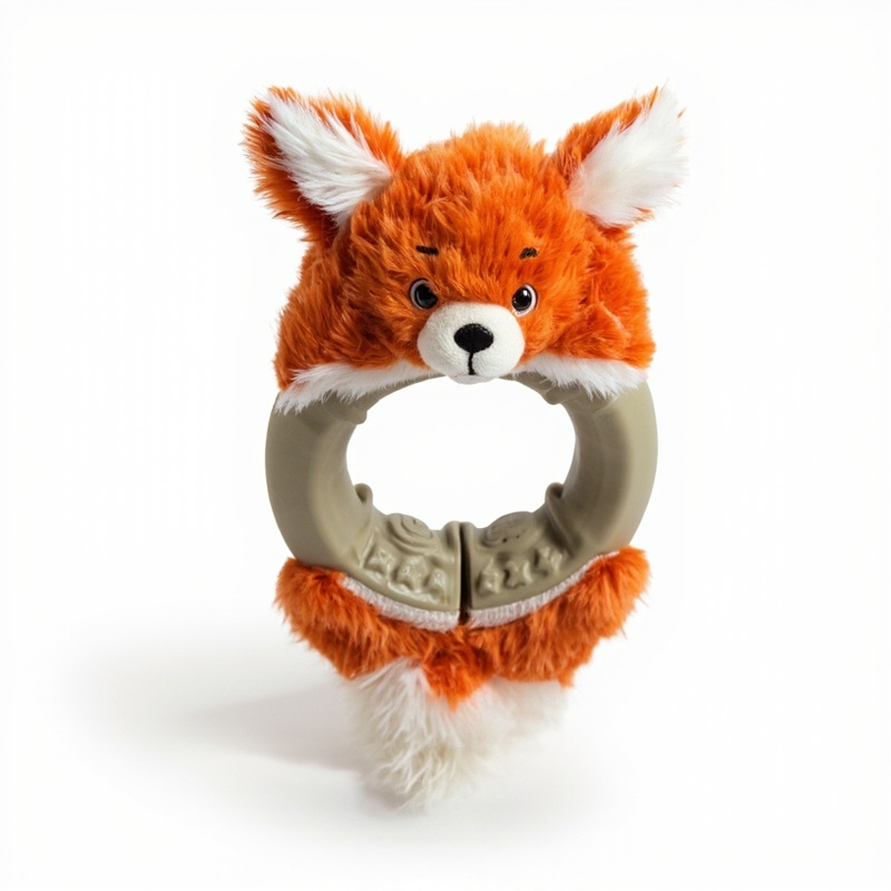 Squeaky Fox Dog Toy (Plush with Rubber Ring)